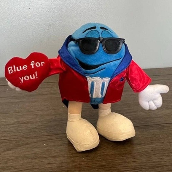 M&M's Blue Character Plush Blue For You Heart Tuxedo Sunglasses Mars Candy